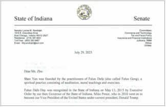 Image for article Senator des Bundesstaates Indiana fordert ein Ende der Verfolgung von Falun Dafa