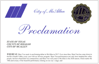 Image for article Texas: Bürgermeister von McAllen ruft „Shen Yun Performing Arts Tag“ aus