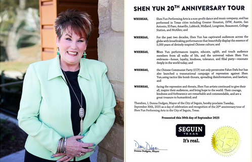 Image for article Texas: Bürgermeisterin von Seguin veröffentlicht Proklamation für Shen Yun