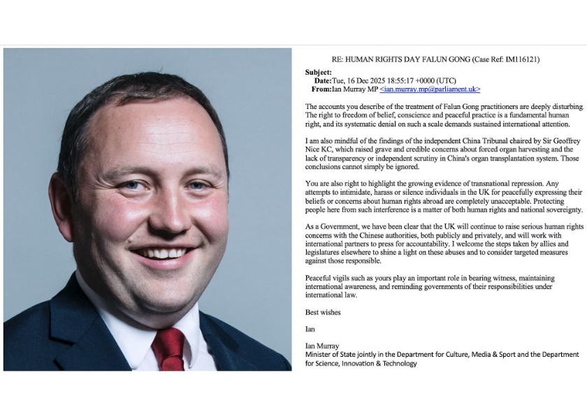 Image for article Britischer Staatsminister unterstützt Veranstaltungen der Praktizierenden zum Menschenrechtstag