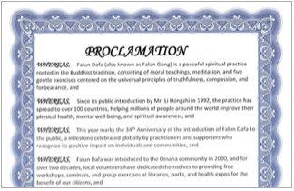 Image for article Bürgermeister von Omaha proklamiert Falun-Dafa-Tag